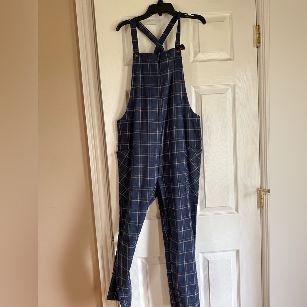 Blue Plaid Overalls